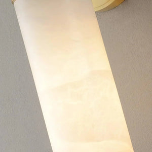 Cylindrical Alabaster Wall Lamp - Close-up of Natural Translucent Stone Texture | HoaiLamp