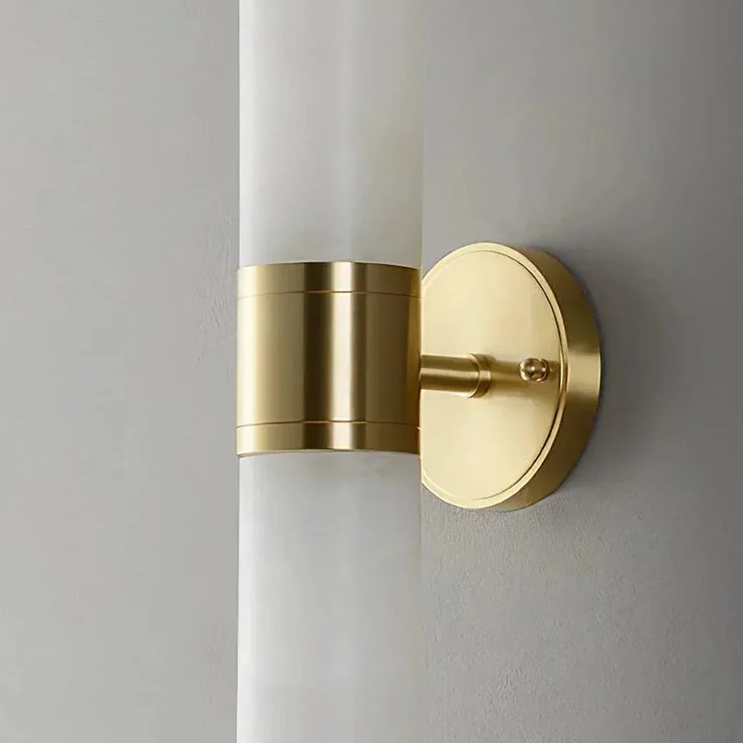 Cylindrical Alabaster Wall Lamp - Minimalist Side Profile and Sleek Connection | HoaiLamp