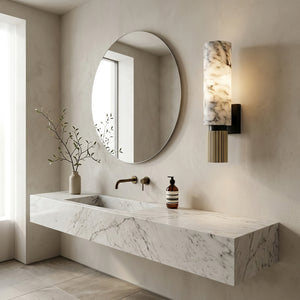 Cylindrical Marble Wall Lamp - Upscale Bathroom Vanity Mirror | HoaiLamp
