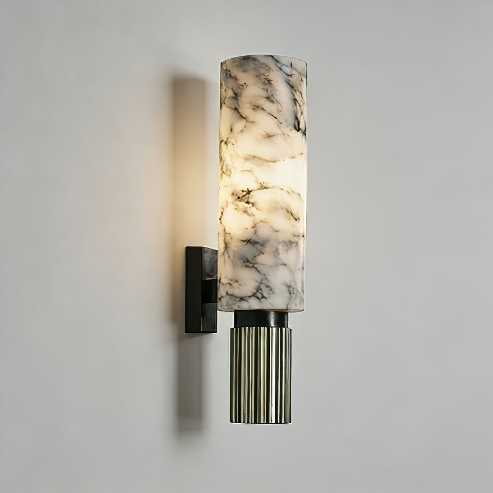Cylindrical Marble Wall Lamp - Natural Alabaster Texture Detail | HoaiLamp