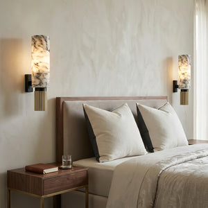 Cylindrical Marble Wall Lamp - Nordic Nightstand Reading Glow | HoaiLamp
