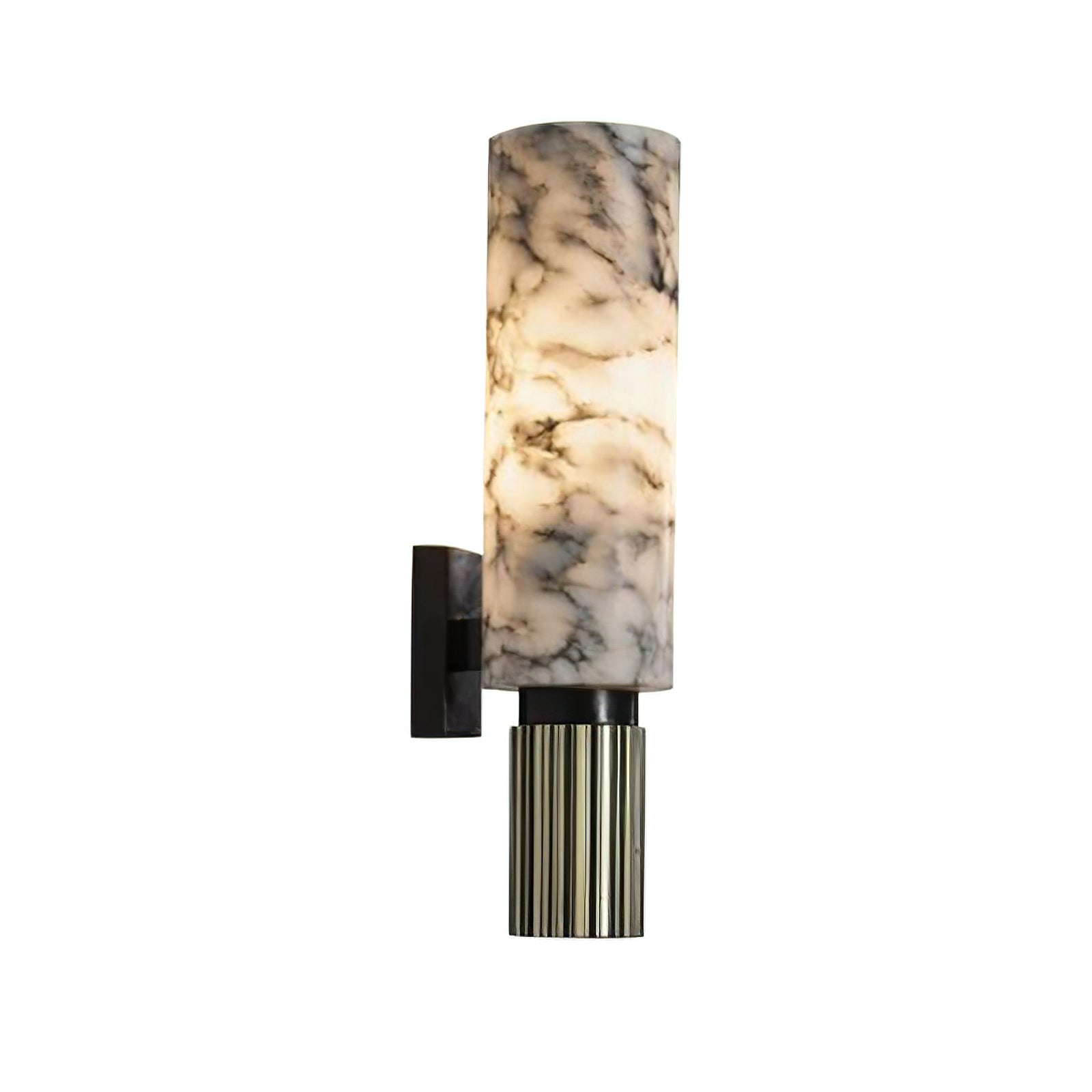Cylindrical Marble Wall Lamp - Natural Veined Alabaster Detail | HoaiLamp