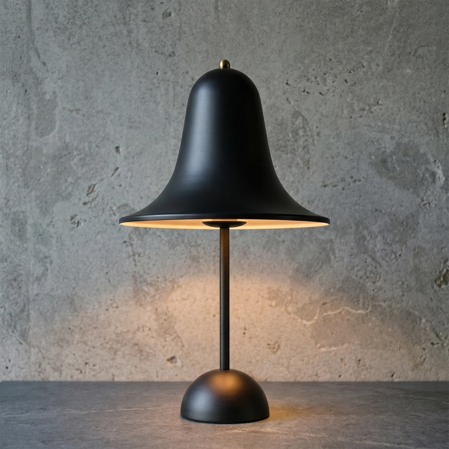 Danish "Bell" Portable Table Lamp - Industrial Charcoal Black Sleek Textured Silhouette | HoaiLamp