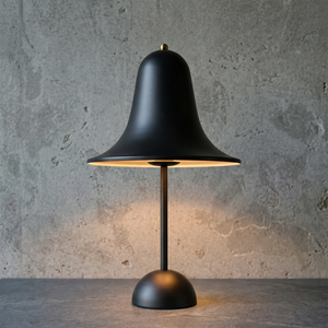 Danish "Bell" Portable Table Lamp - Industrial Charcoal Black Sleek Textured Silhouette | HoaiLamp