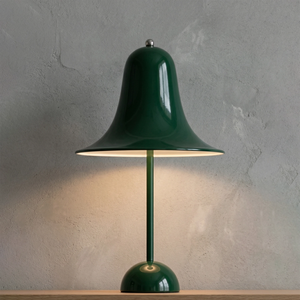 Danish "Bell" Portable Table Lamp - Grass Green Illuminated Concrete Wall Studio | HoaiLamp