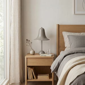 Danish "Bell" Portable Table Lamp - Scandinavian Light Grey Bedside Nightstand Comfort | HoaiLamp