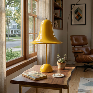Danish "Bell" Portable Table Lamp - Sunny Canary Yellow Lounge Window Side Table | HoaiLamp