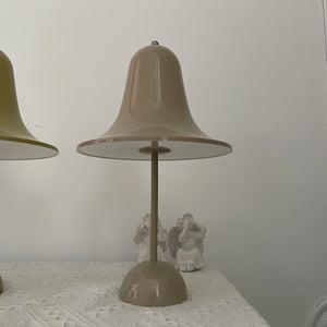 Danish "Bell" Portable Table Lamp - Earthy Taupe Beige Contemporary Textured Showcase | HoaiLamp