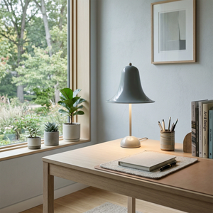 Danish "Bell" Portable Table Lamp - Contemporary Charcoal Grey Bright Window Office Desk | HoaiLamp