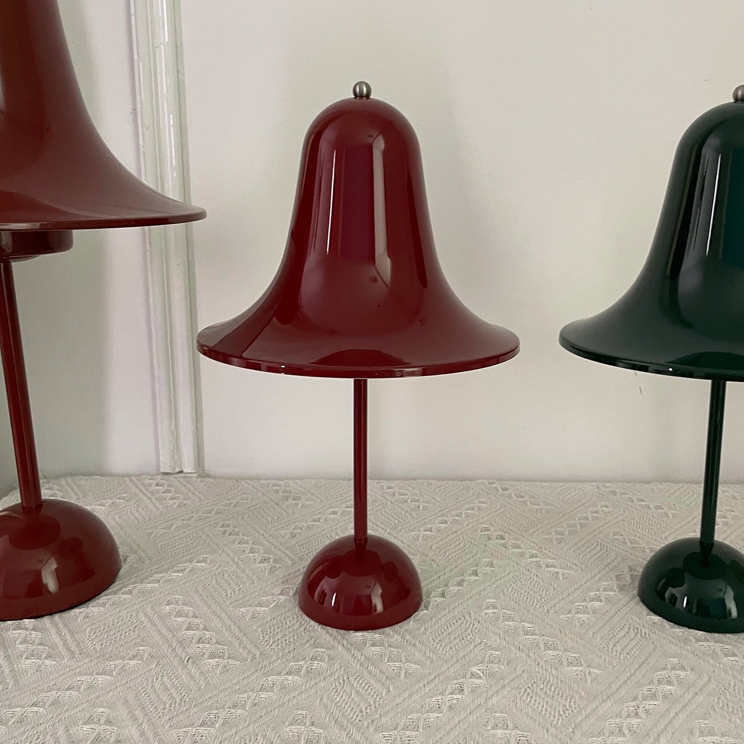Danish "Bell" Portable Table Lamp - Wine Red Glossy Silhouette Showroom Display | HoaiLamp
