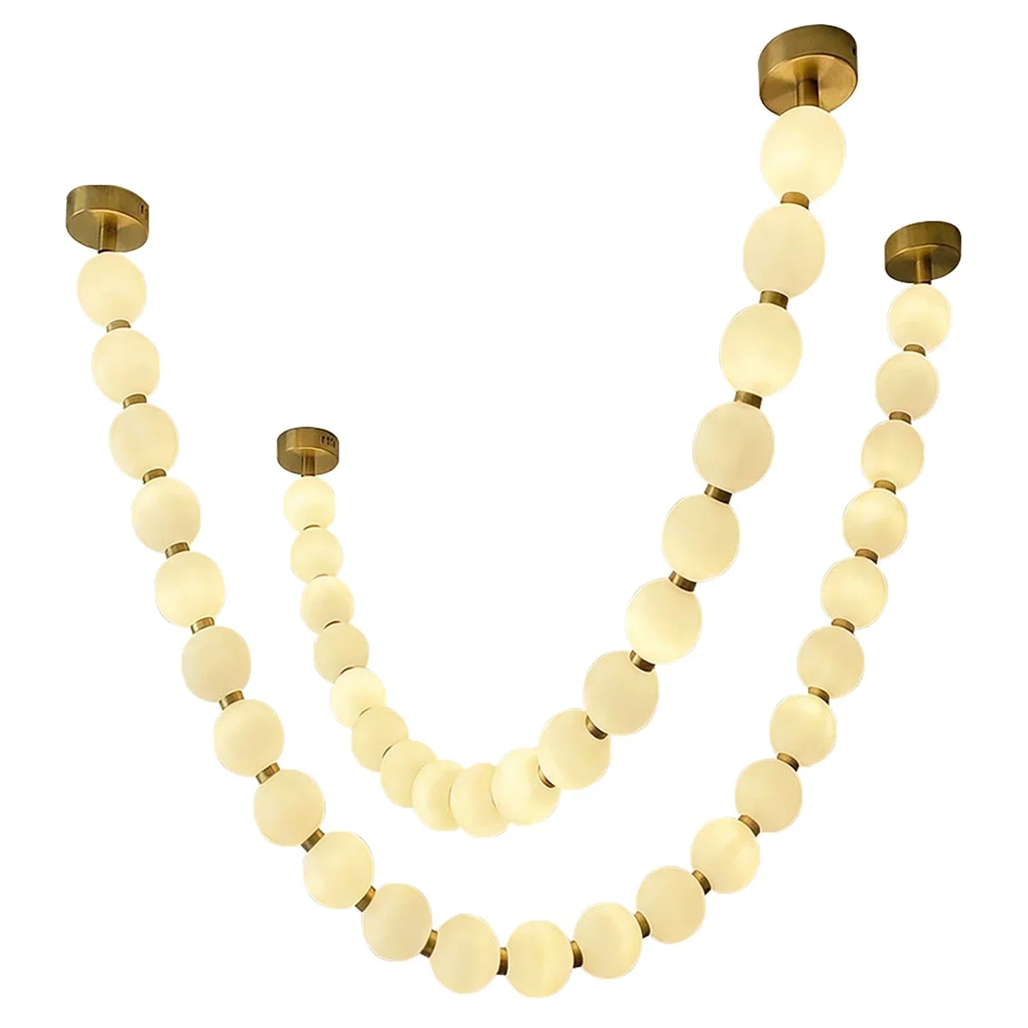 Dazzling Pearl Necklace Chandelier - Studio White Background Isolated Double Strand Nested Drape | HoaiLamp