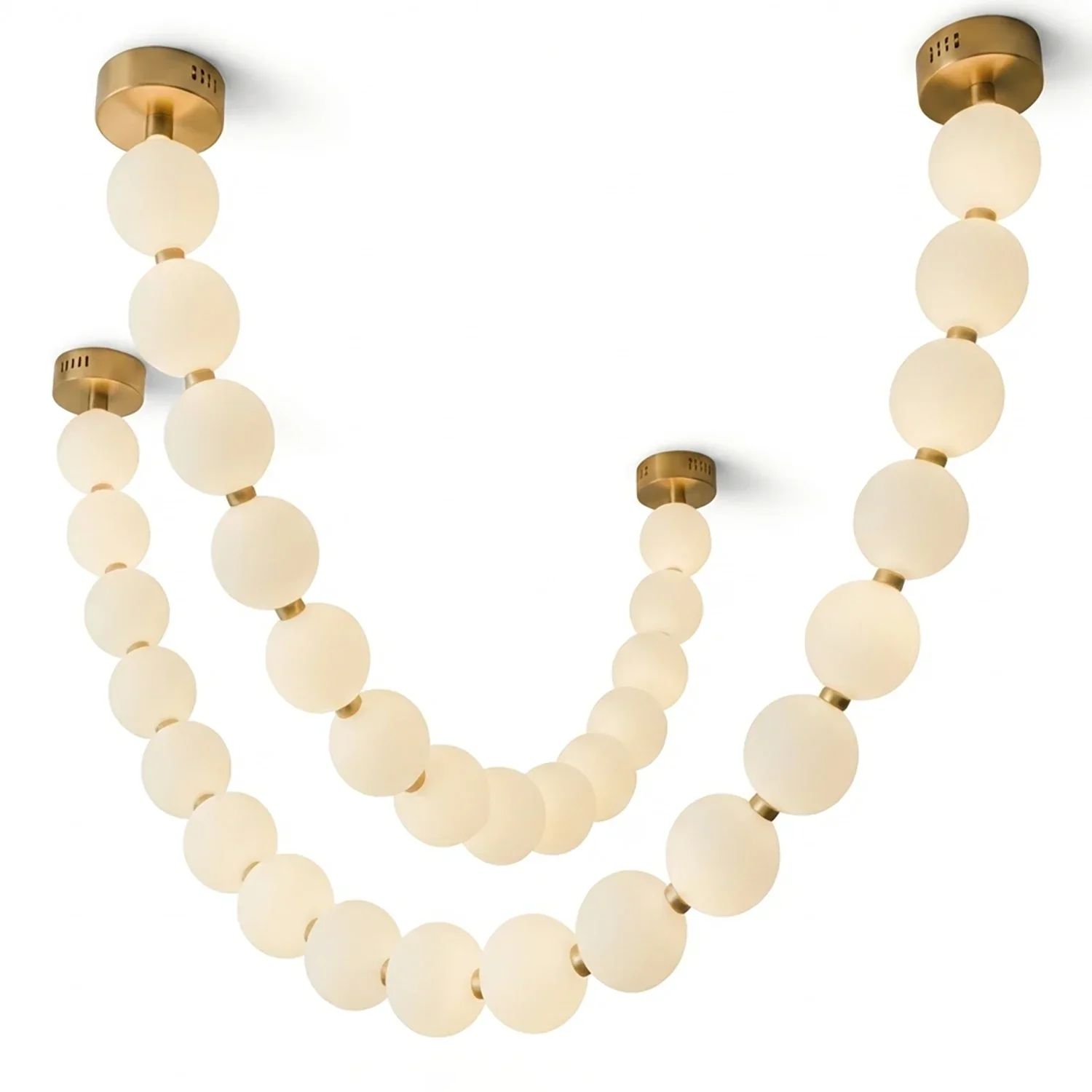 Dazzling Pearl Necklace Chandelier - Studio White Background Isolated Double Tier Large Beads Spec | HoaiLamp
