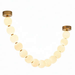 Dazzling Pearl Necklace Chandelier - Studio White Background Isolated Single Loop Large Beads | HoaiLamp