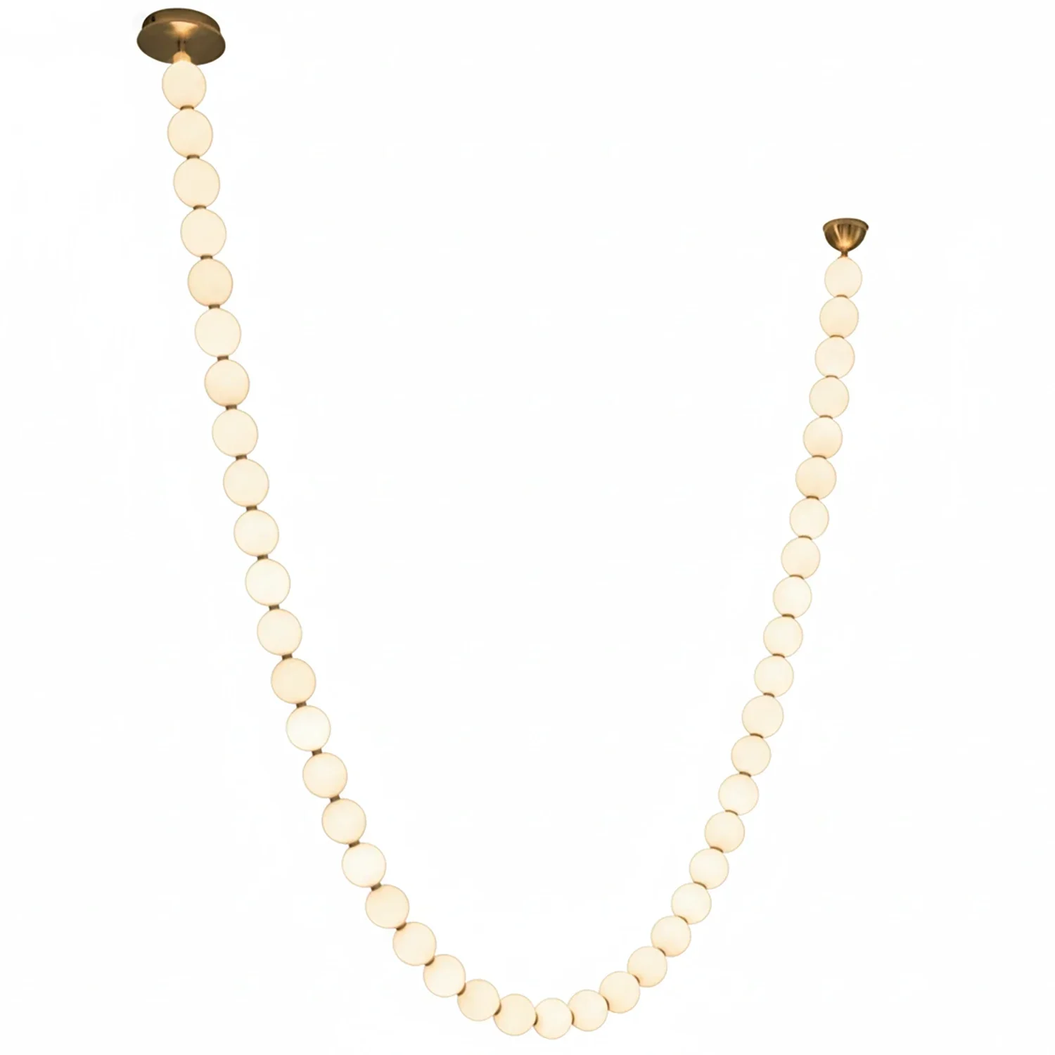 Dazzling Pearl Necklace Chandelier - Studio White Background Isolated Single Strand Narrow Deep U Shape | HoaiLamp
