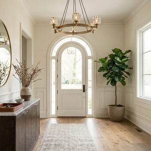 Demare Halo Crystal Ring Chandelier - Entryway Arched Front Door Potted Plant | HoaiLamp