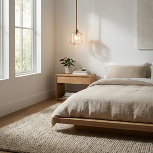 Demare Halo Crystal Ring Chandelier - Minimalist Bedroom Low Platform Bed Window | HoaiLamp