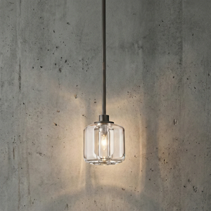 Demare Halo Crystal Ring Chandelier - Studio Concrete Wall Single Mini Pendant Lit | HoaiLamp