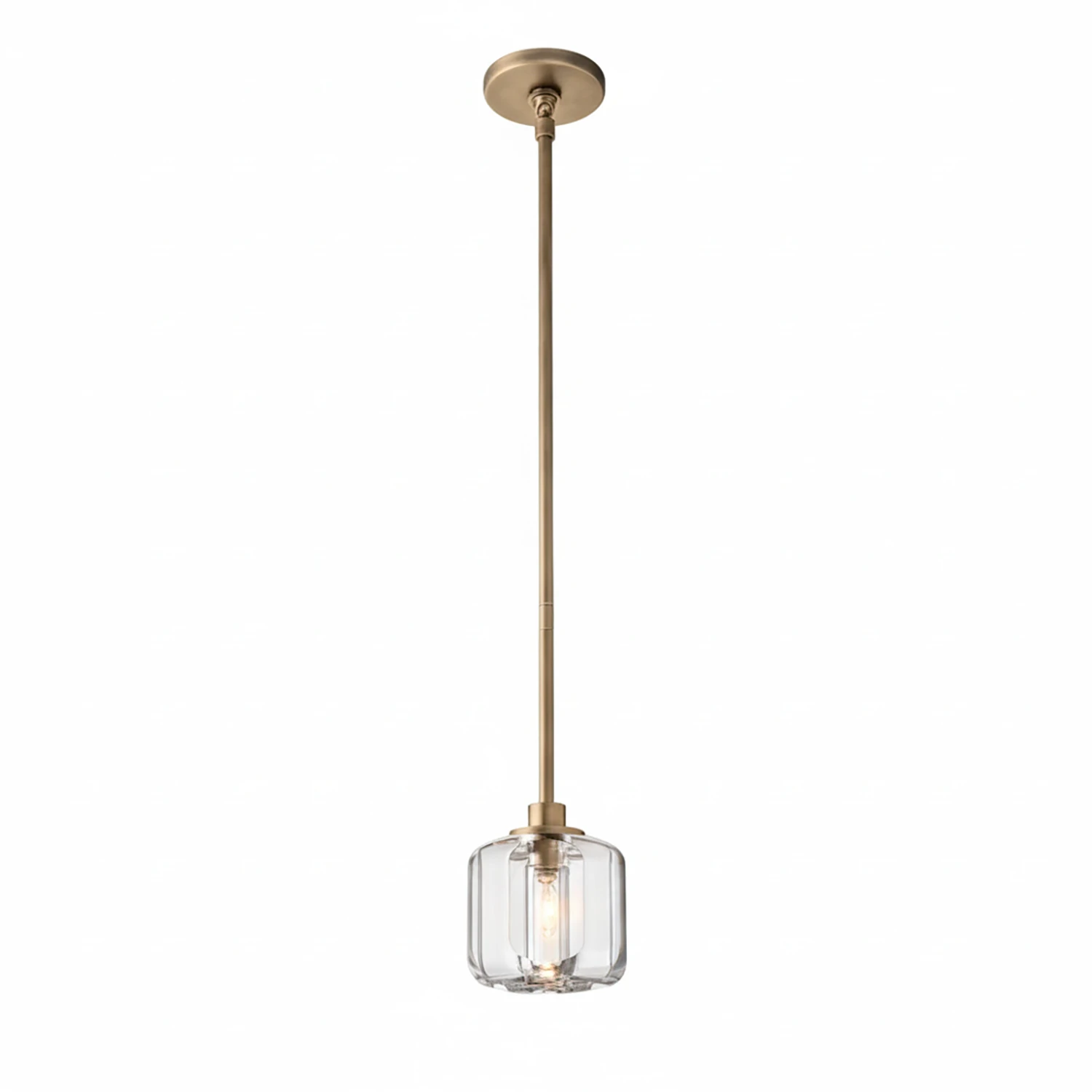 Demare Halo Crystal Ring Chandelier - Studio White Background Single Pendant Aged Brass | HoaiLamp