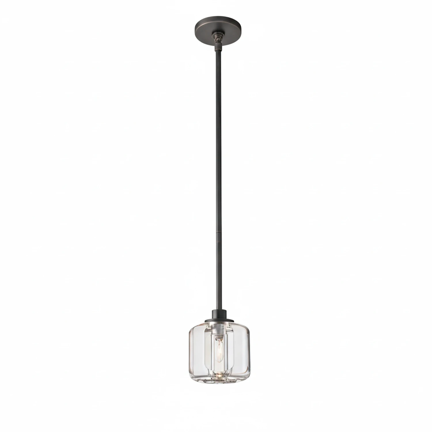 Demare Halo Crystal Ring Chandelier - Studio White Background Single Pendant Matte Black | HoaiLamp