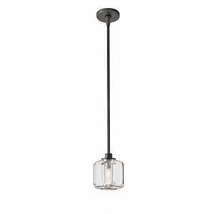 Demare Halo Crystal Ring Chandelier - Studio White Background Single Pendant Matte Black | HoaiLamp