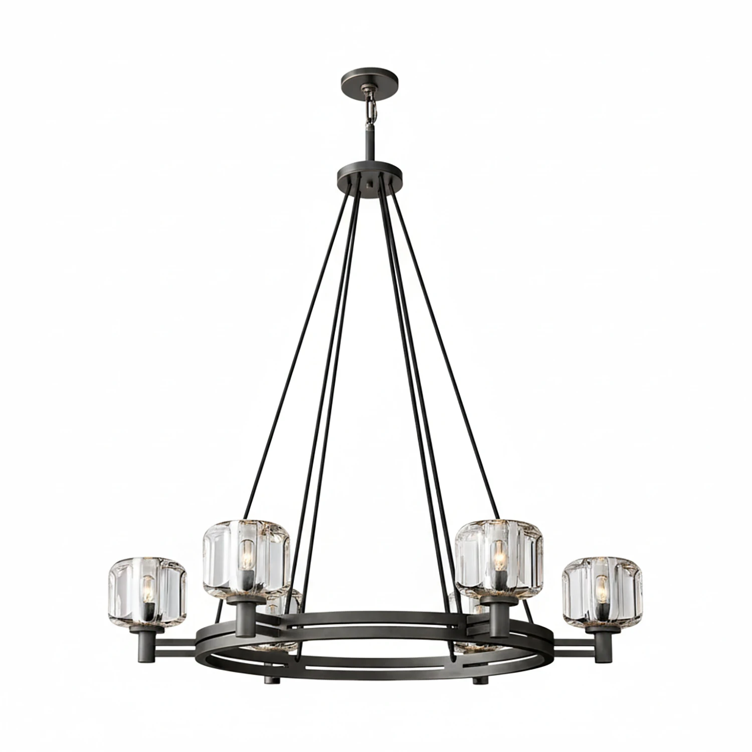 Demare Halo Crystal Ring Chandelier - Studio White Background Small 6 Light Matte Black | HoaiLamp