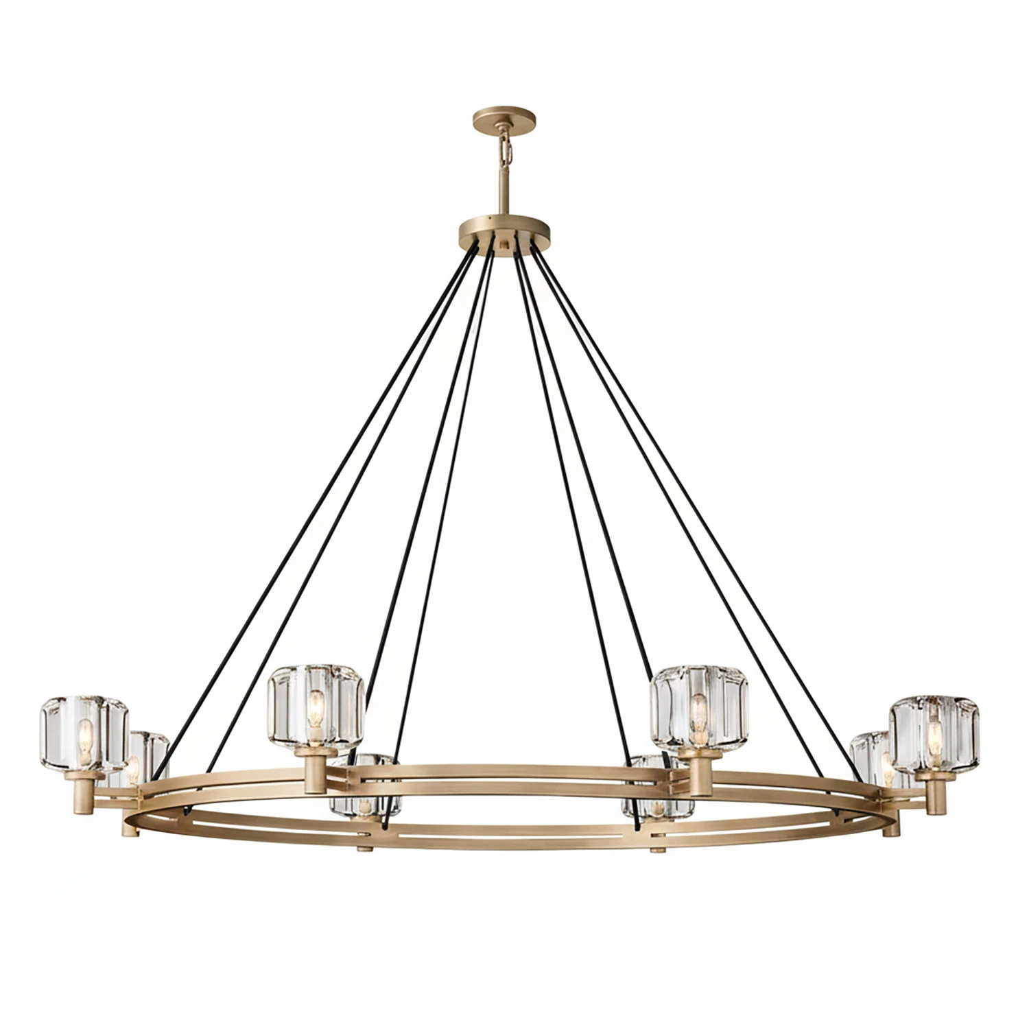 Demare Halo Crystal Ring Chandelier - Studio White Background Xlarge 12 Light Aged Brass | HoaiLamp
