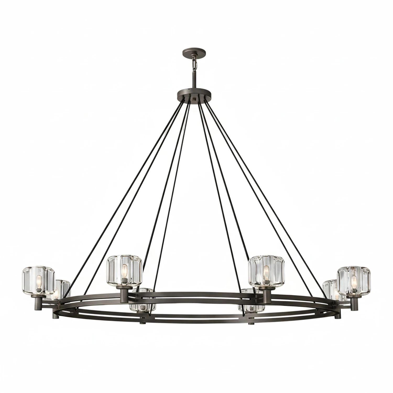Demare Halo Crystal Ring Chandelier - Studio White Background Xlarge 12 Light Matte Black | HoaiLamp
