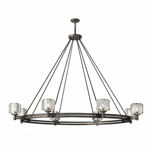 Demare Halo Crystal Ring Chandelier - Studio White Background Xlarge 12 Light Matte Black | HoaiLamp