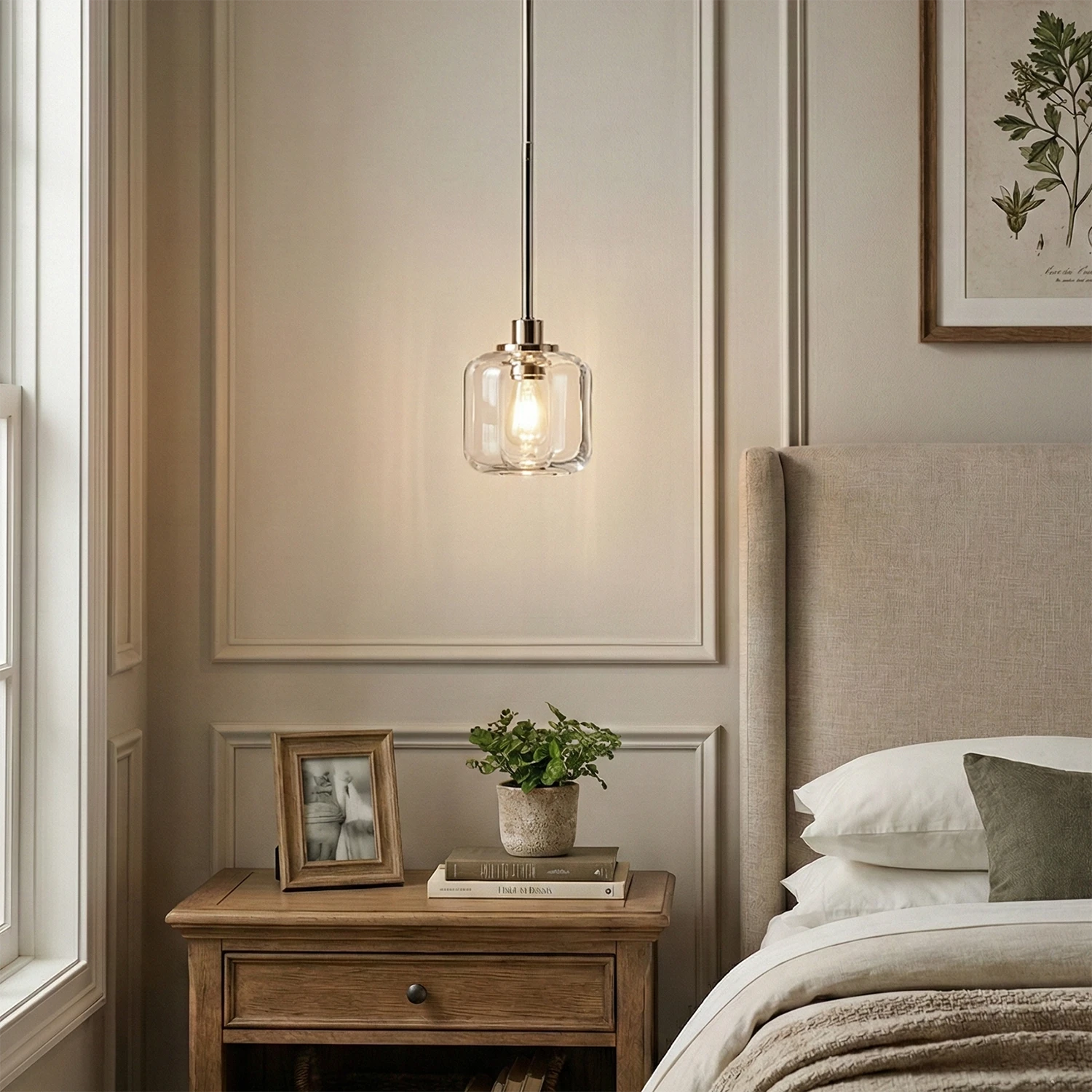 Demare Halo Crystal Ring Chandelier - Traditional Bedroom Wainscoting Nightstand Pendant | HoaiLamp