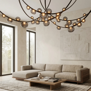 Dew Aura Leather-Strap Glass Pendant - Contemporary Sunroom Sliding Glass Door Layout | HoaiLamp