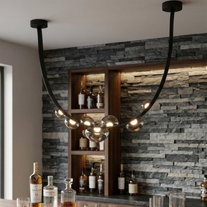 Dew Aura Leather-Strap Glass Pendant - Luxury Home Bar Stone Wall Decorative Lighting | HoaiLamp