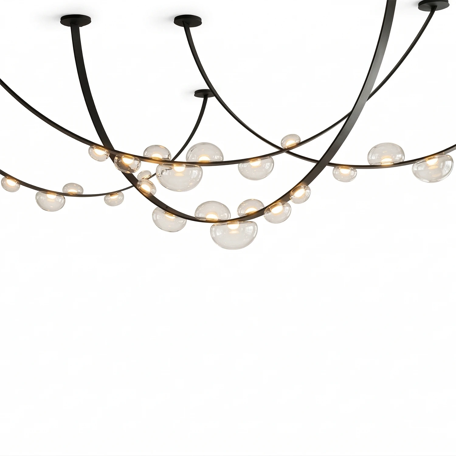 Dew Aura Leather-Strap Glass Pendant - White Background Multi Strap Cluster Arrangement | HoaiLamp