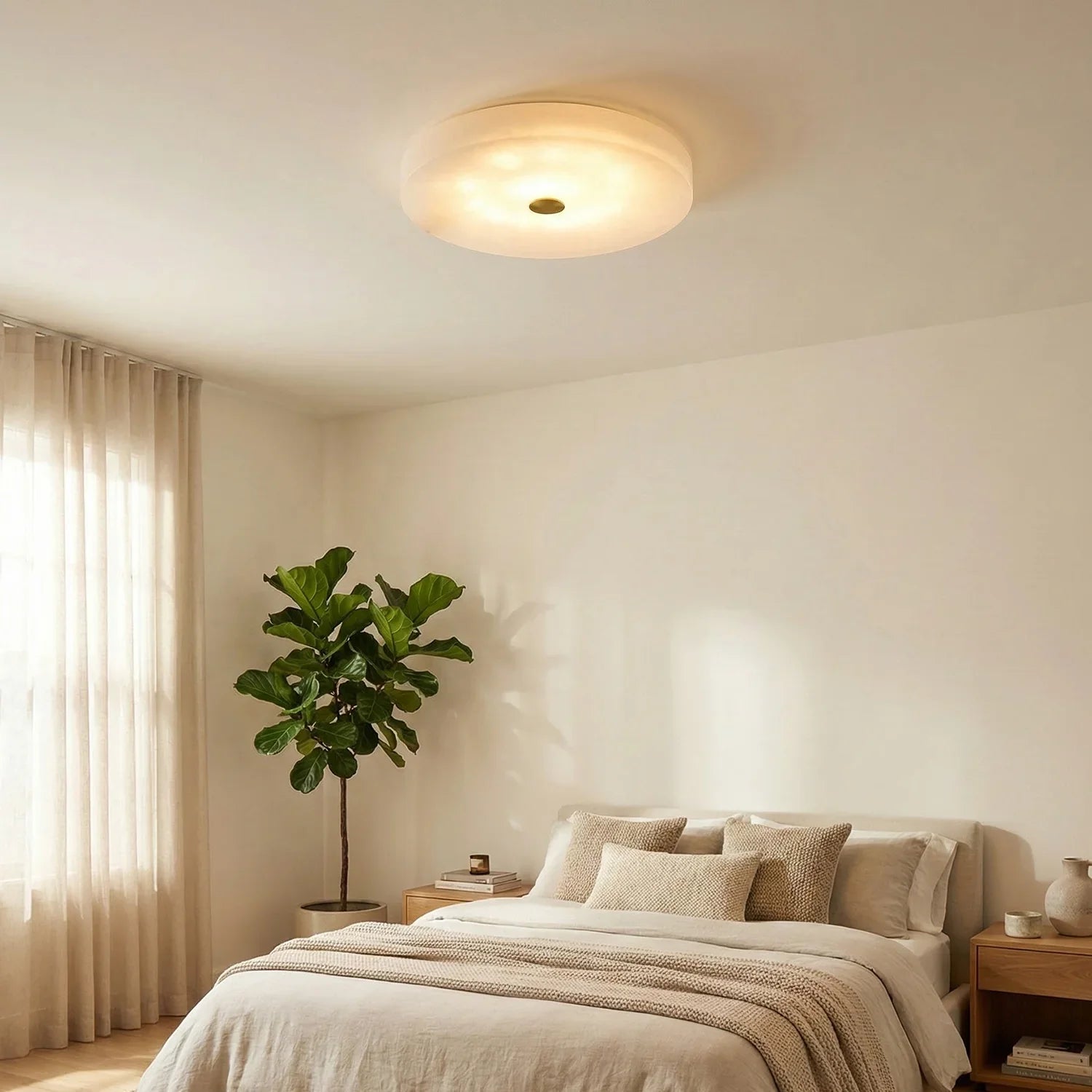 Disc Shaped Sophie Alabaster Ceiling Lamp