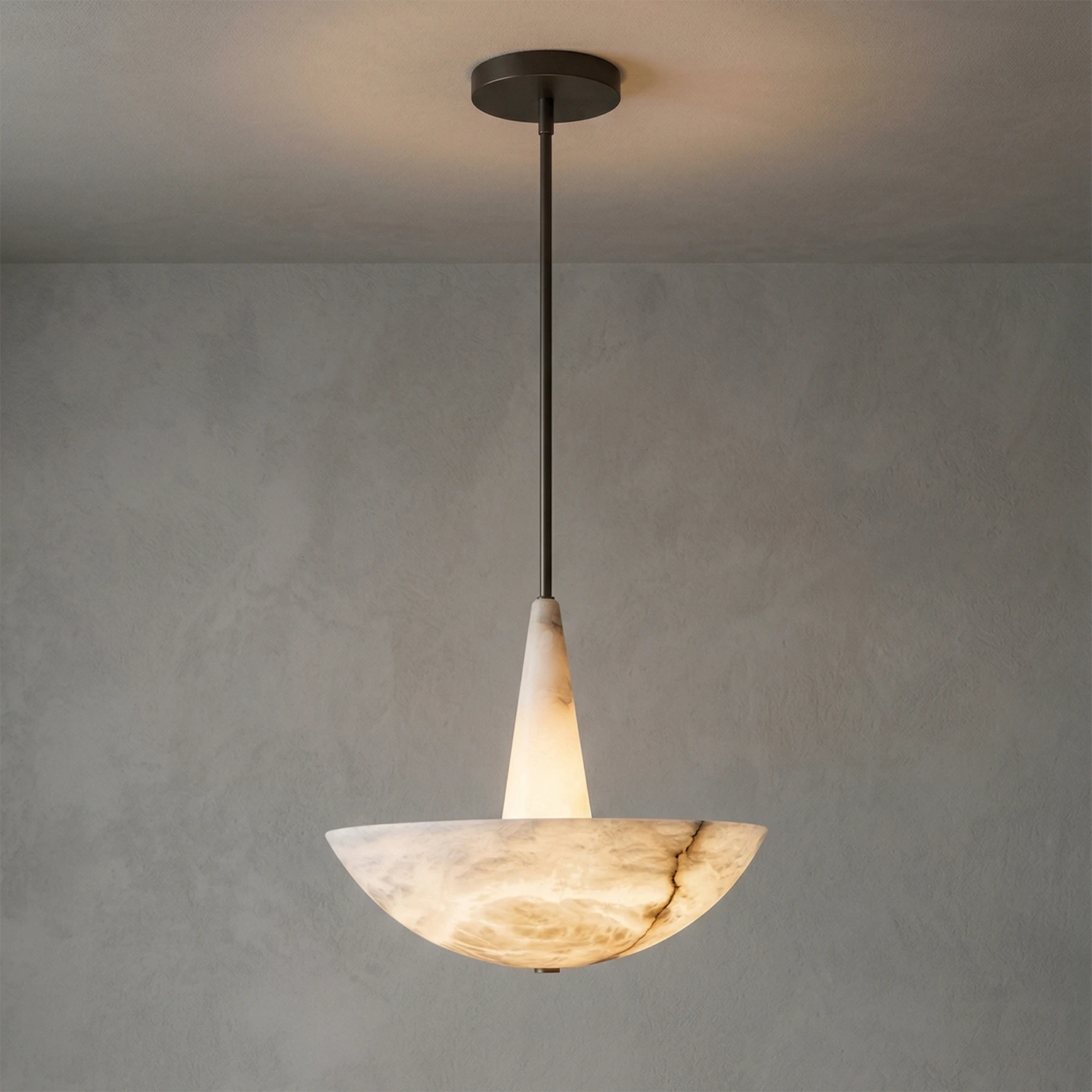 Domusic Alabaster Chandelier - Moody Industrial Stucco | HoaiLamp