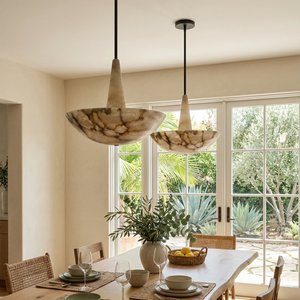 Domusic Alabaster Chandelier - Panoramic Dining Ambiance | HoaiLamp