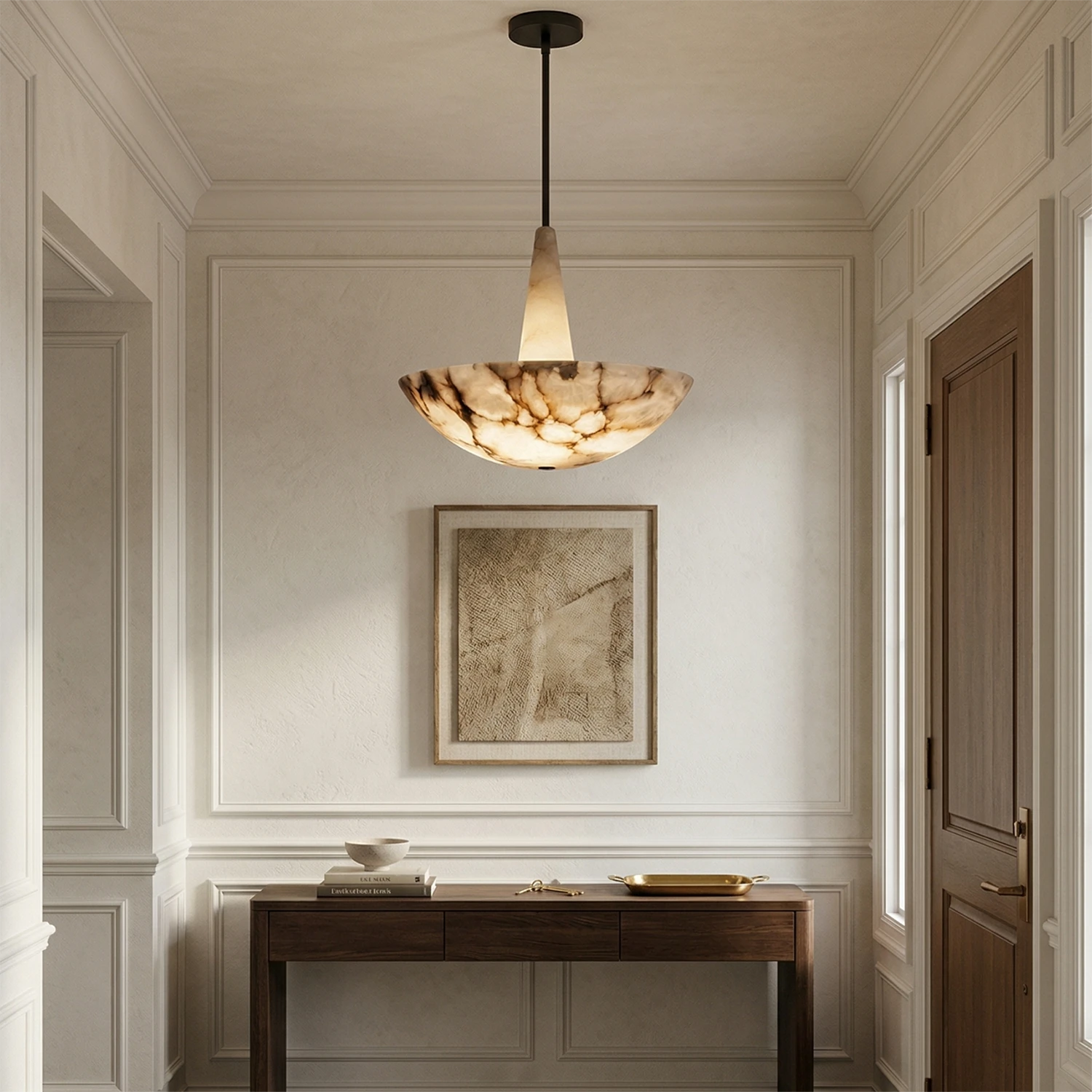 Domusic Alabaster Chandelier - Sophisticated Entryway Greeting | HoaiLamp