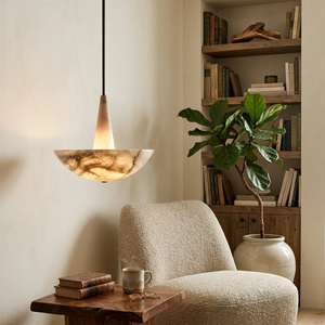 Domusic Alabaster Chandelier - Contemporary Reading Nook | HoaiLamp
