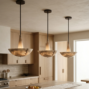Domusic Alabaster Chandelier - Linear Kitchen Trio | HoaiLamp