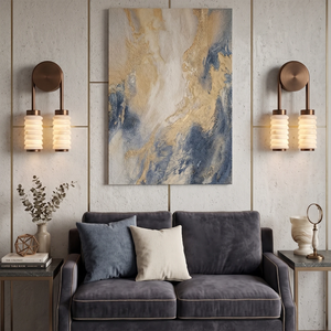 Spiral Alabaster Wall Lamp - Art Deco Brass Profile | HoaiLamp Elegant Sofa Backdrop Living Room Lighting