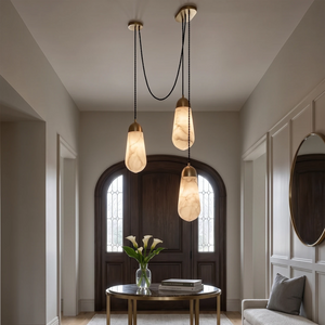 Droplet Alabaster Multi-Light Chandelier By Hoailamp-3-Light-Staggered-Industrial-Dining-Room