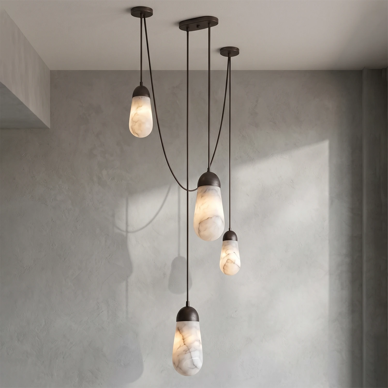 Droplet Alabaster Multi-Light Chandelier By Hoailamp-4
-Light-Vertical-Drop-Cluster-Black