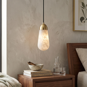 Droplet Alabaster Multi-Light Chandelier By Hoailamp-Single-Light-Brass-Hardware-Living-Room-Corner