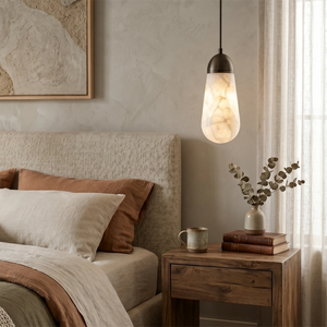 Droplet Alabaster Multi-Light Chandelier By Hoailamp-Single-Pendant-Bedroom-Bedside-Ambiance