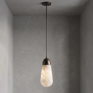 Droplet Alabaster Multi-Light Chandelier By Hoailamp-Single-Pendant-Dark-Bronze-Hardware-Studio-Shot