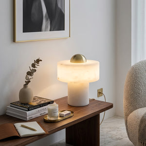 Dual Pillar Natural Alabaster Table Lamp - Cozy Reading Nook Ambience | HoaiLamp