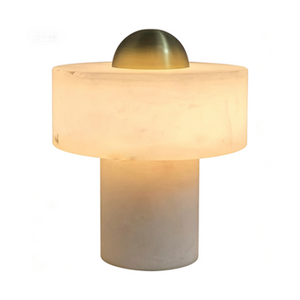 Dual Pillar Natural Alabaster Table Lamp - Professional Studio Product Shot | HoaiLamp