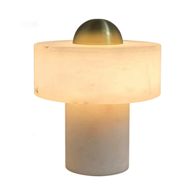 Dual Pillar Natural Alabaster Table Lamp - Professional Studio Product Shot | HoaiLamp