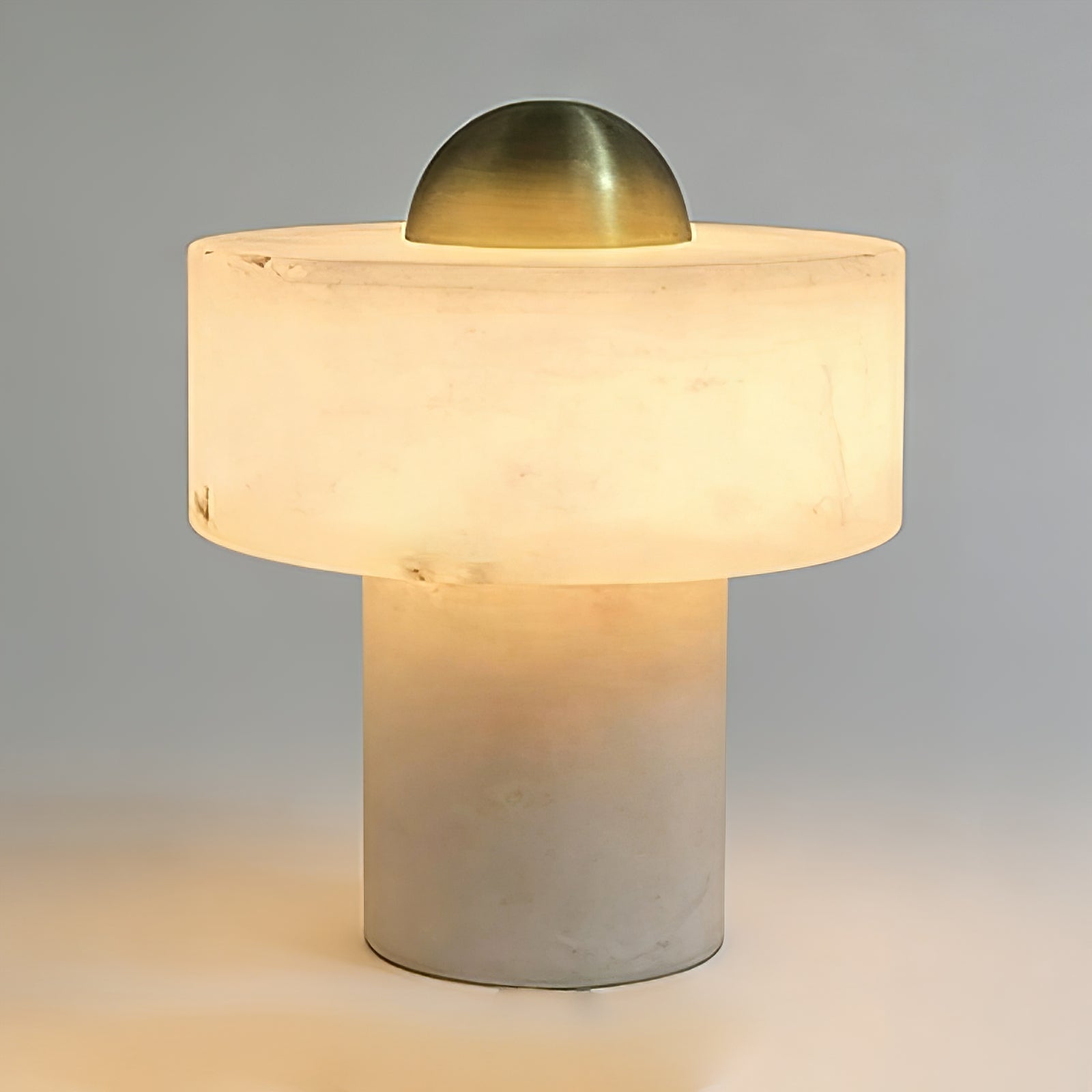 Dual Pillar Natural Alabaster Table Lamp - Translucent Stone Texture Detail | HoaiLamp