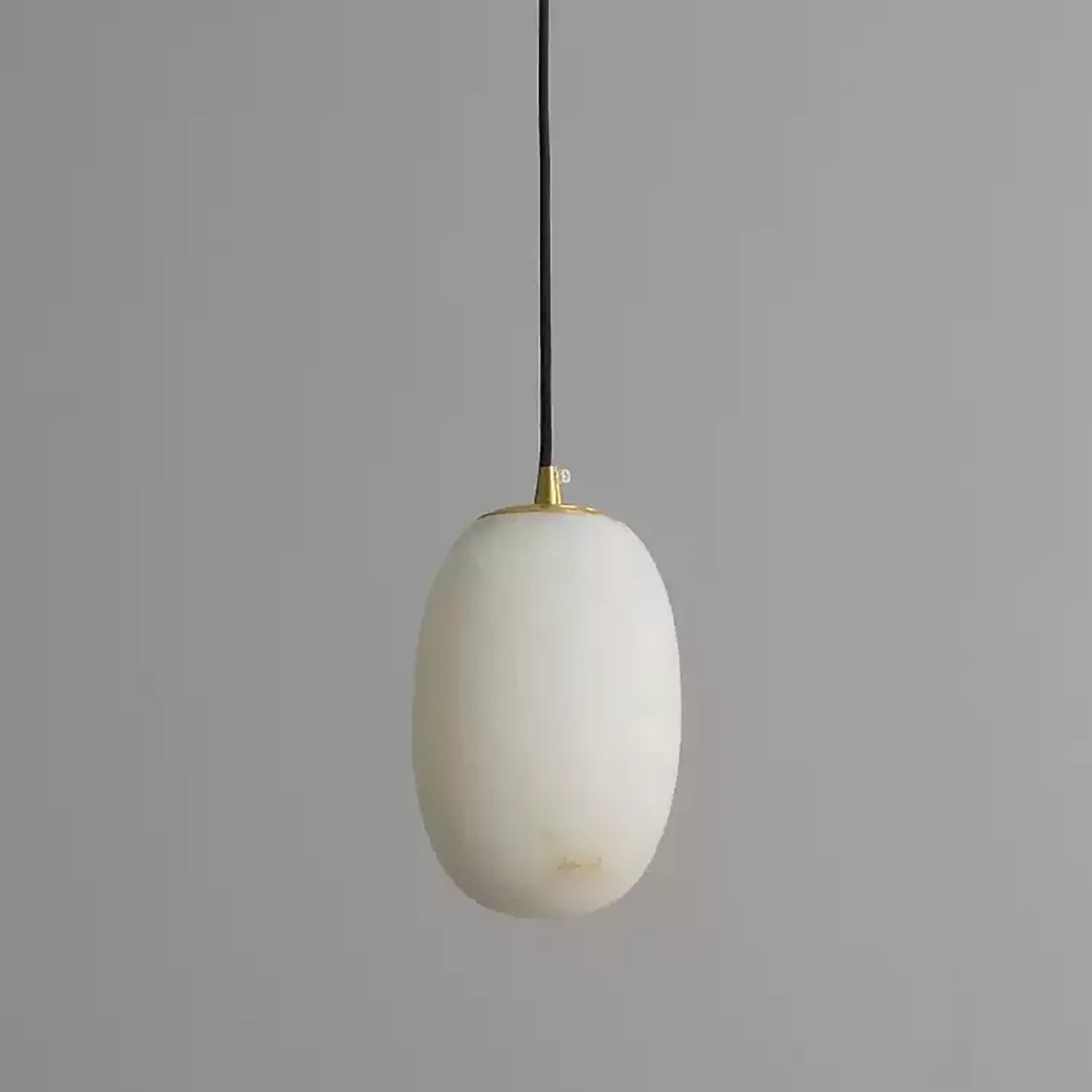 Egg-Shaped Alabaster Chandelier -Single Pendant Suspension with Brass Hardware and Alabaster Shade | HoaiLamp