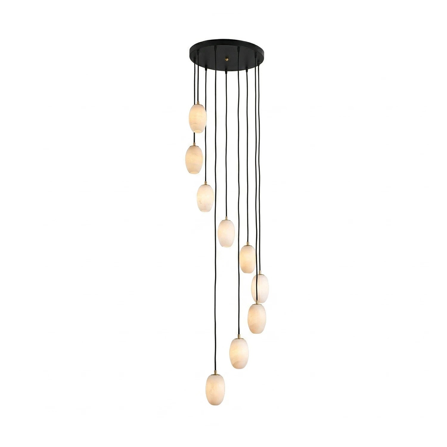 Egg-Shaped Alabaster Chandelier -9-light Alabaster Cascade with Random Length Suspensions | HoaiLamp